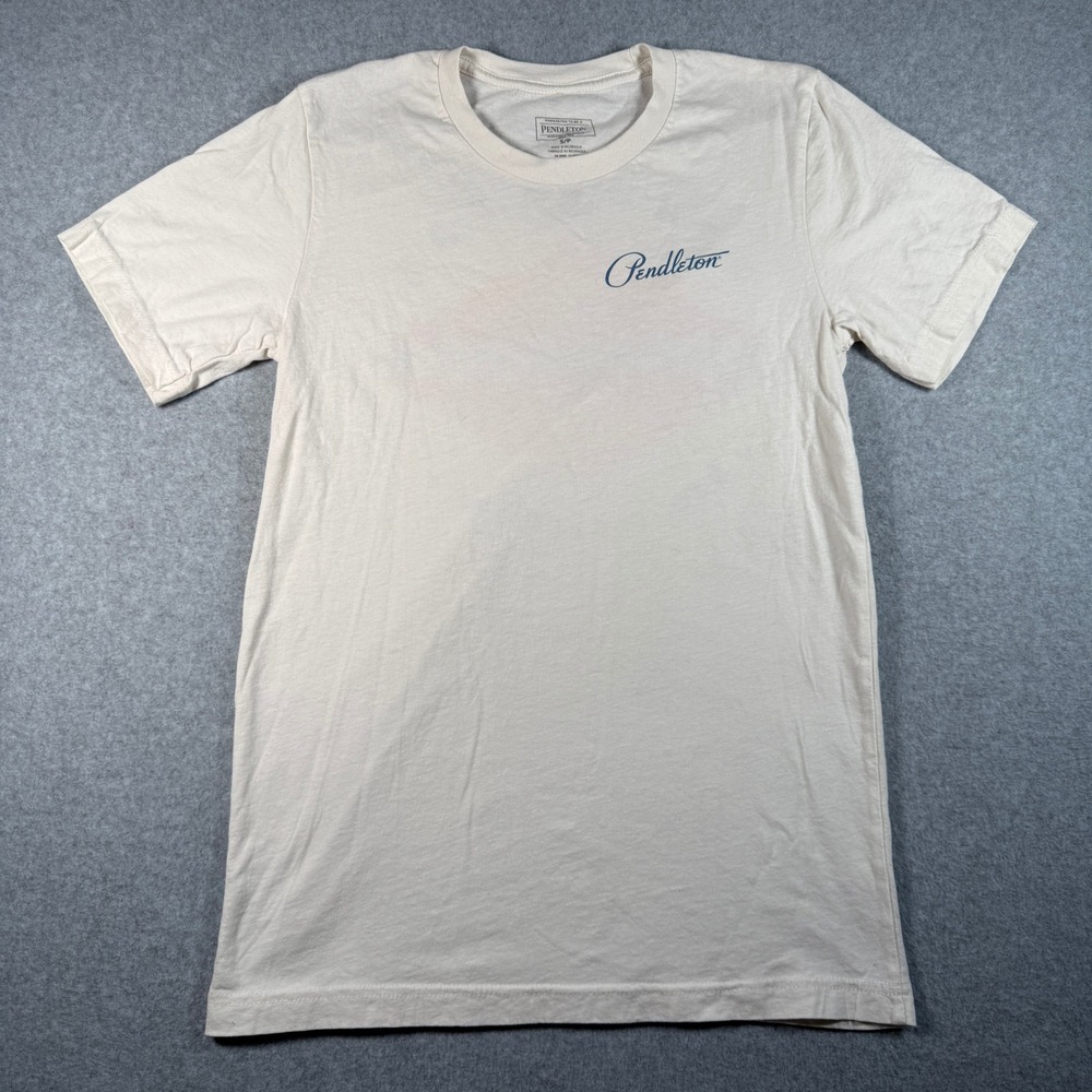 Pendleton T‑Shirt Men's Small Beige Graphic Back 100% Cotton Short Sleeve